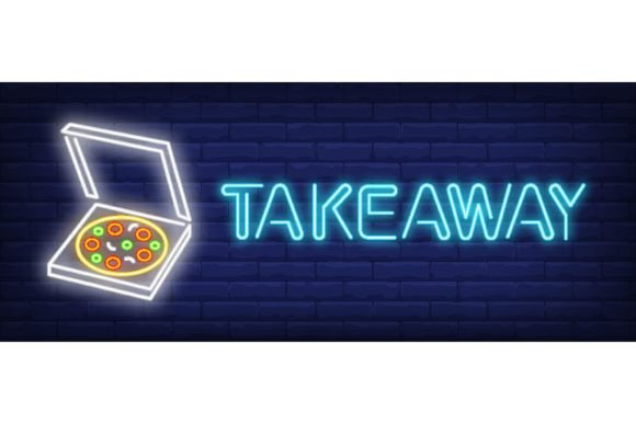 Download Takeaway Neon Sing. Glowing Inscription - Glowing Collection