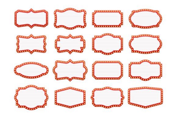 Download Set of Retro Frames with Glowing Light - Glowing Collection