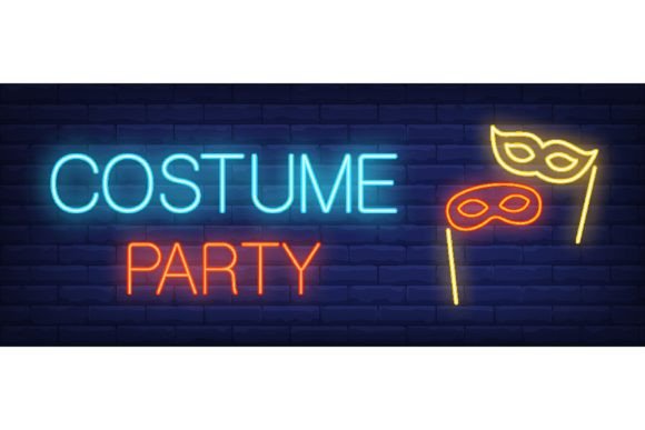 Download Costume Party Neon Sign. Glowing Inscrip - Glowing Collection