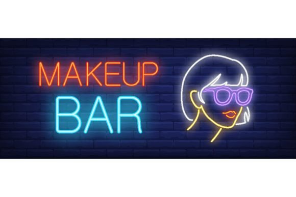 Download Makeup Bar Neon Sign. Glowing Neon Inscr - Glowing Collection