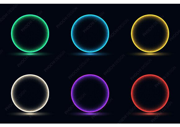 Download Set of Glowing Neon Circles Particles - Glowing Collection