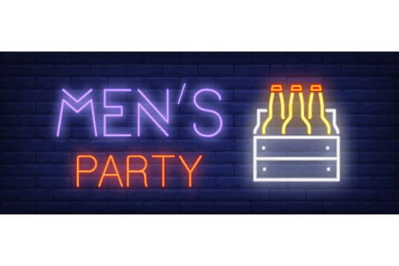 Download Mens Party Neon Sign. Glowing Inscriptio - Glowing Collection