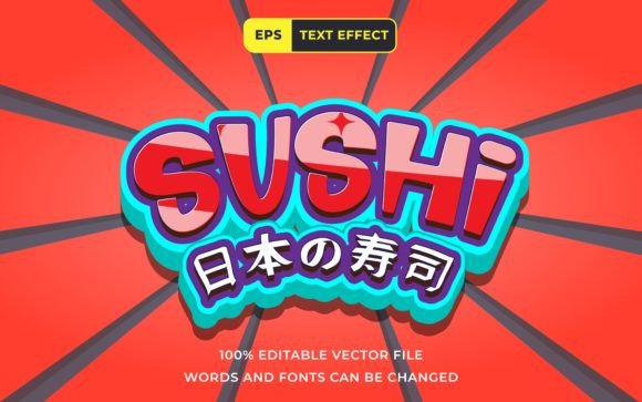 Download Editable Text Effect Sushi Japanese Food - Food Collection