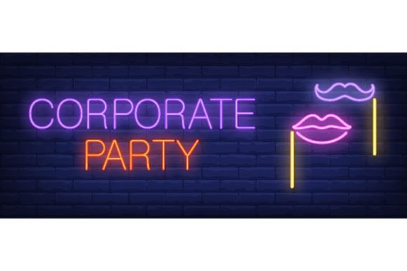 Download Corporate Party Neon Sign. Glowing Inscr - Glowing Collection
