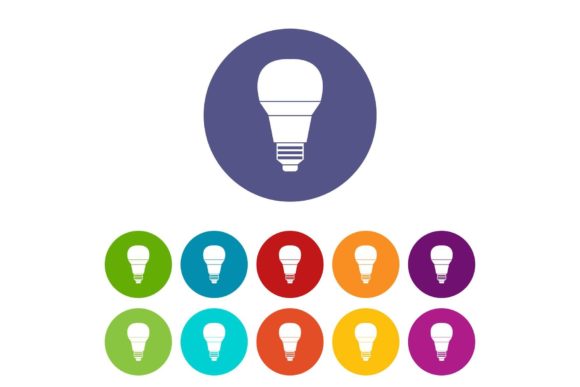 Download Glowing LED Bulb Set Icons - Glowing Collection