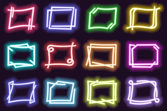 Download Glowing Rectangle Neon Frames - Glowing Collection