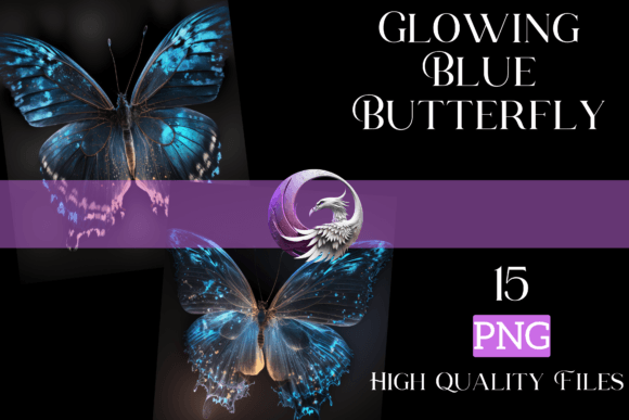 Download Glowing Blue Butterfly - Digital Art - Glowing Collection